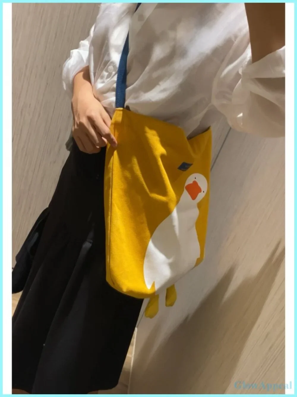 Canvas Tote Bag Reusable Cotton Grocery Shopping Beach 3D Duck Design